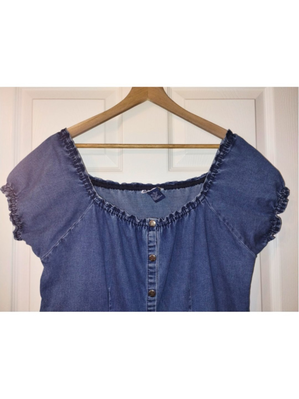 Women's Adriana Sport Blue Denim Milkmaid Mini Dress (Size XL) - Picture 2 of 6